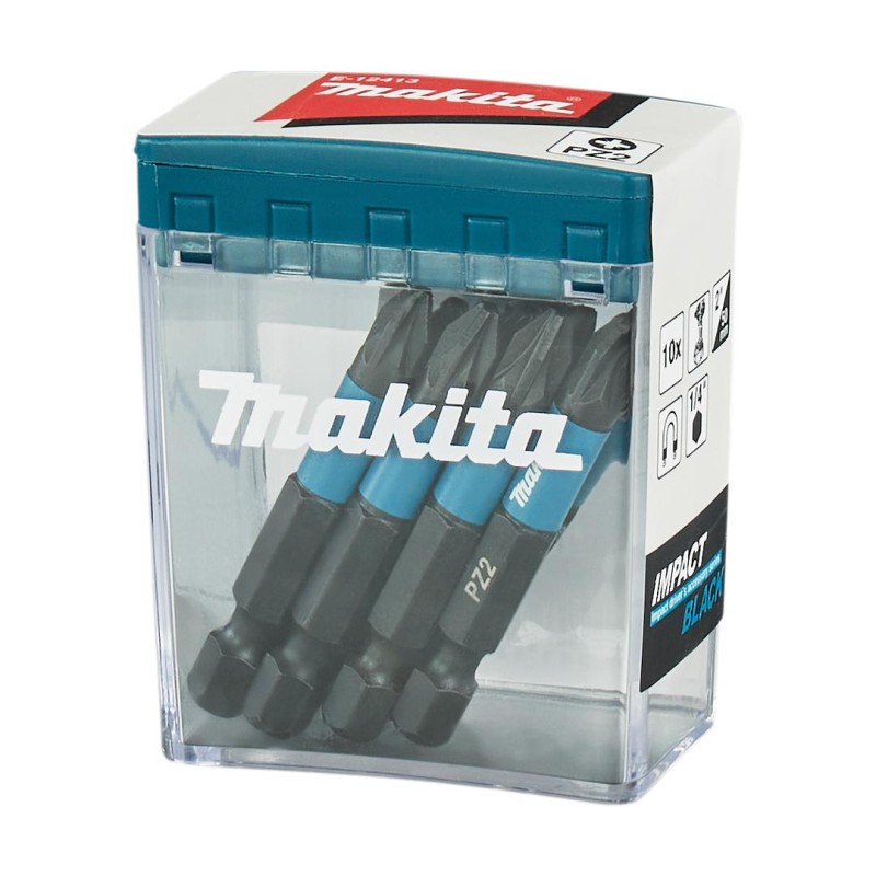 Zestaw 10 szt. końcówek udarowych POZIDRIV PZ2/50mm, Makita E-12413 Impact Black