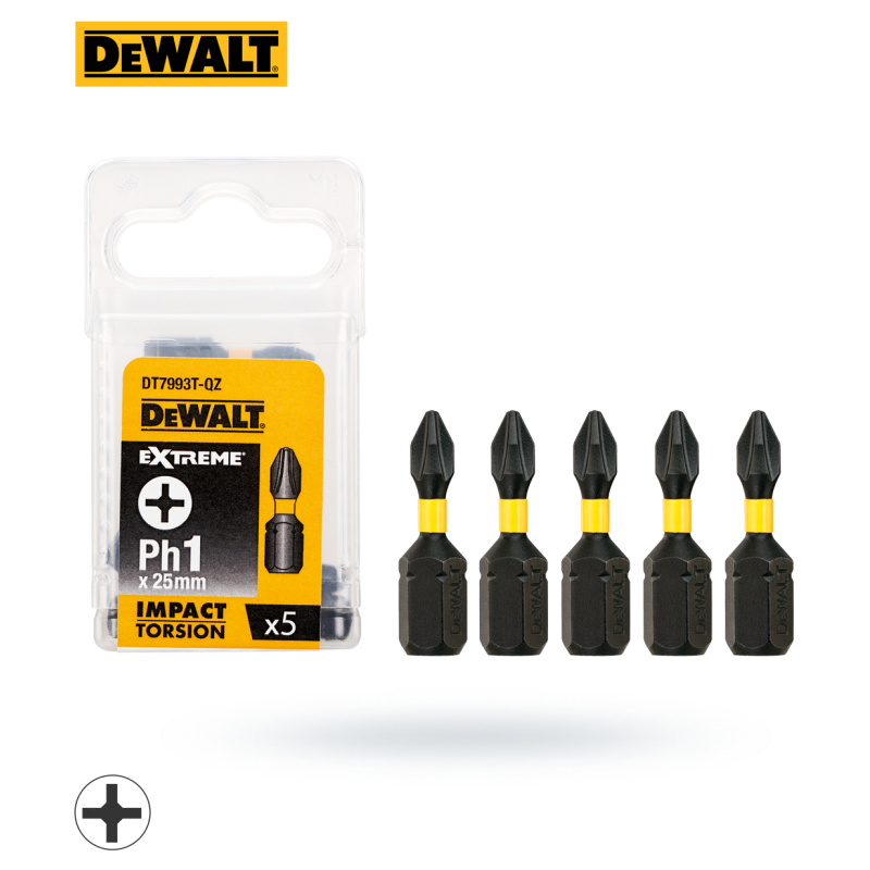 Końcówka śru Ph1 x 25mm udar 5szt DEWALT TORSION