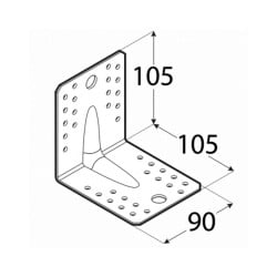 Kątownik ciesielski z przetłoczeniem KP2 105x105x90x2,5mm wzmocniony 20 szt.
