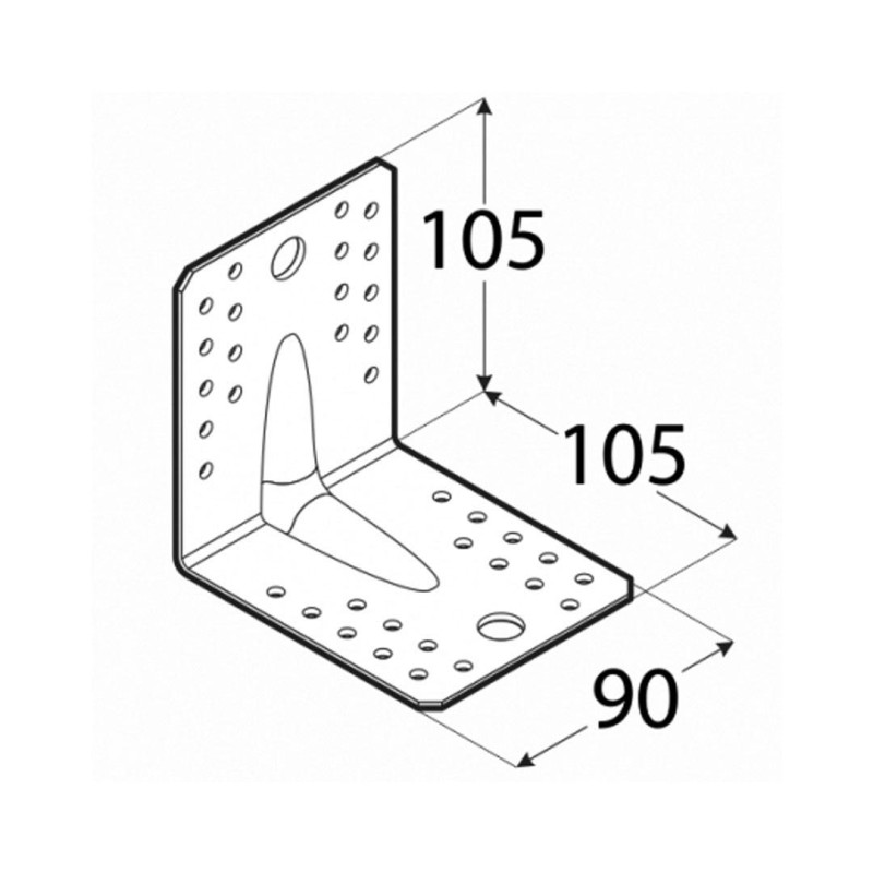 Kątownik ciesielski z przetłoczeniem KP2 105x105x90x2,5mm wzmocniony 20 szt.
