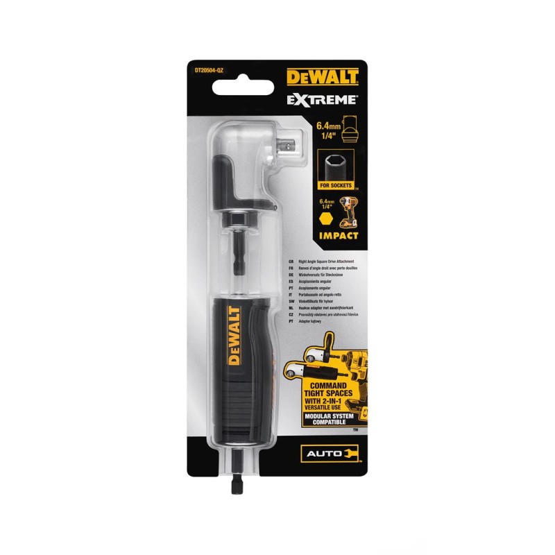 Głowica kątowa 90° 2w1 do nasadek DeWALT DT20504 1/4''