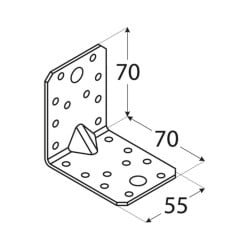 Kątownik ciesielski z przetłoczeniem KP4 70x70x55x2,5mm wzmocniony 20 szt.