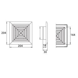 Kratka wentylacyjna KKS 17x17/165 mm DOSPEL 007-0433, biała