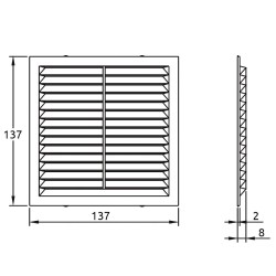 Kratka wentylacyjna D/140 W DOSPEL 007-0169, biała