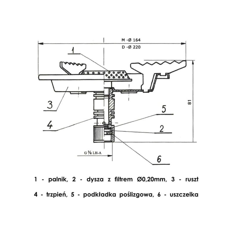 Kuchenka gazowa turystyczna duża Bradas PBK2 Gucio 2,5kW 1 palnik 220 mm propan
