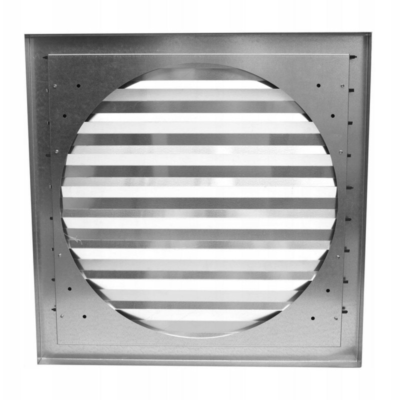 Kratka wentylacyjna z żaluzją DOSPEL 007-7618 KRŻ Ø350 aluminium, srebrna kwadratowa