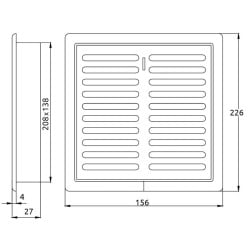 Kratka wentylacyjna D/TK 140x210 DOSPEL 007-1650, biała