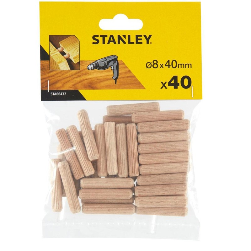 Kołek meblowy drewniany STANLEY 8 mm x 40 mm 40szt. STA66432