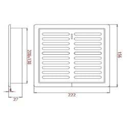 Kratka wentylacyjna D/TKŻ 140×210 DOSPEL 007-1653, brązowa
