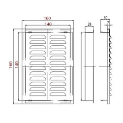 Kratka wentylacyjna, metalowa D/AK 140x140 mm DOSPEL 007-4405, grafit
