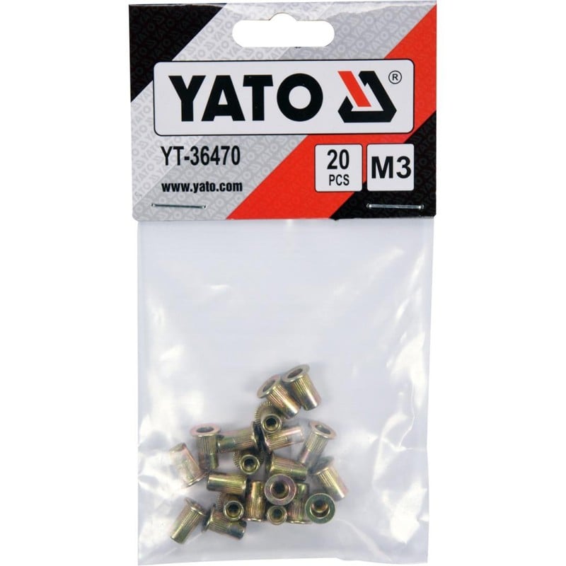 Nitonakrętki stalowe M3 20 sztuk YATO