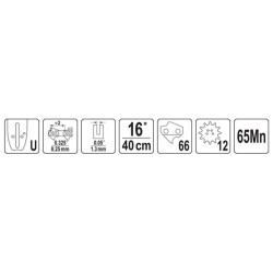 Prowadnica do pilarek YATO YT-849331 16’’ 0,325’’ U 66 ogniw 0,05’’ (1,3mm)