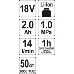 Pistolet do pompowania 18V 2,0AH+ład