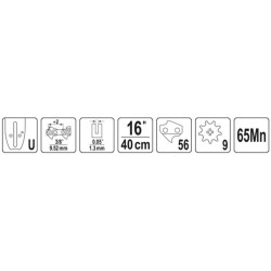 Prowadnica do pilarek YATO YT-849383 16’’ 3/8’’ U 56 ogniw 0,05’’ (1,3mm)