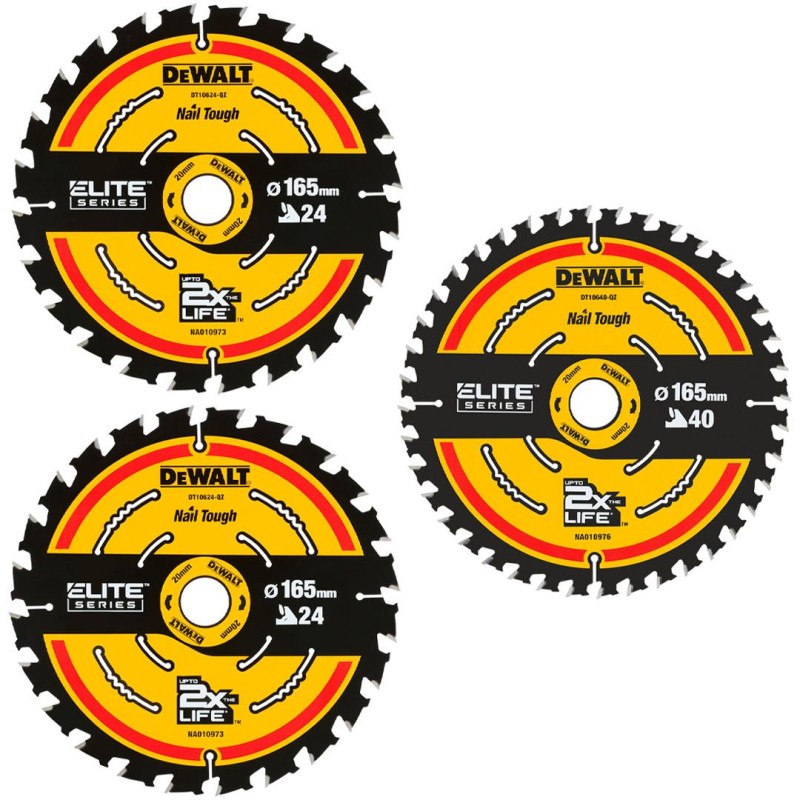 3x Tarcza do drewna 165x20mm ELITE DeWALT DT10397