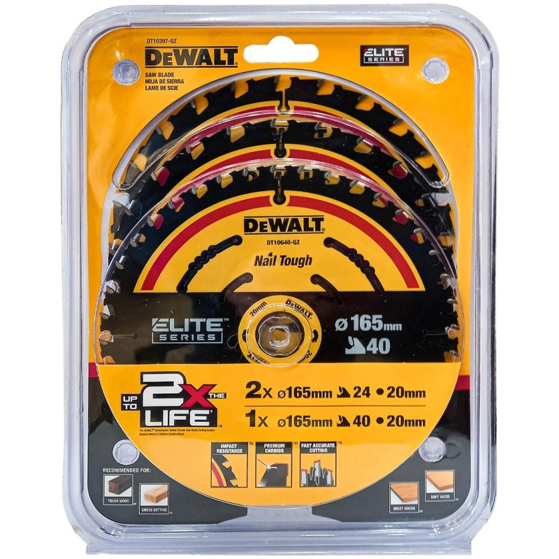 3x Tarcza do drewna 165x20mm ELITE DeWALT DT10397