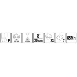 Prowadnica do pilarek YATO YT-84915 8’’ 3/8’’ P 33 0,043’’ (1,1mm)