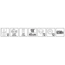 Prowadnica do pilarek YATO YT-849332 18’’ 0,325’’ U 72 ogniwa 0,05’’ (1,3mm)