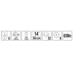 Prowadnica do pilarek YATO YT-849382 14’’ 3/8’’ U 52 ogniwa 0,05’’ (1,3mm)