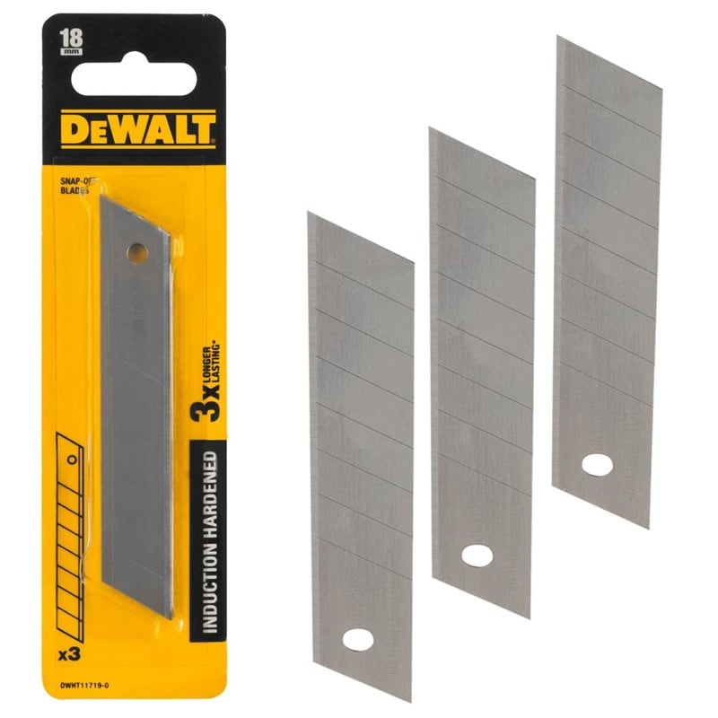 3 ostrza łamane 18mm hartowane do noży DeWALT