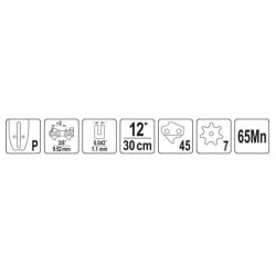 Prowadnica do pilarek YATO YT-84917 12’’ 3/8’’ P 45 ogniw 0,043’’ (1,1mm)