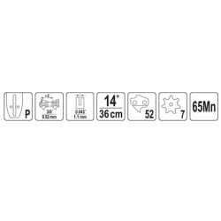 Prowadnica do pilarek YATO YT-84918 14’’ 3/8’’ P 52 ogniwa 0,043’’ (1,1mm)