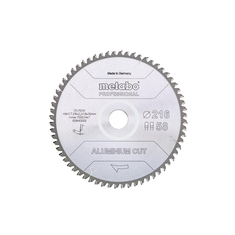 Piła tarczowa do cięcia aluminium Metabo 628443000 216x30mm 58z HW/CT
