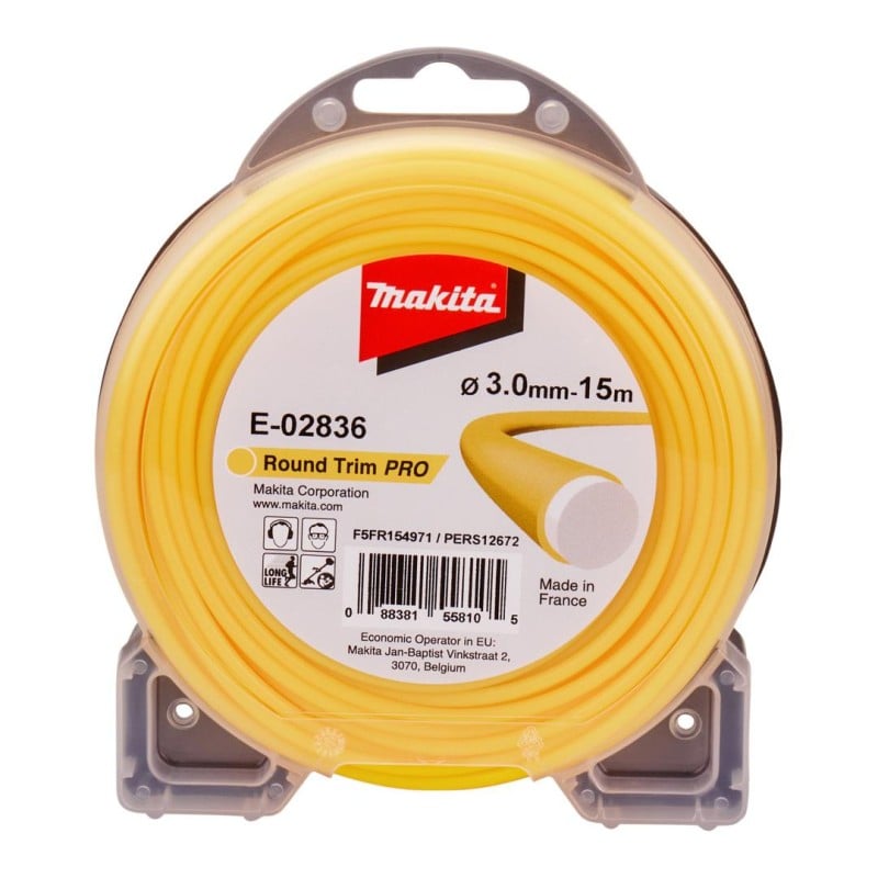 Żyłka tnąca Makita E-02836 okrągła Round Trim Plus 3mm x 15m nylonowa, dwuwarstwowa do kos i podkaszarek
