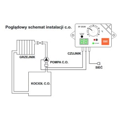 Uniwersalny sterownik pompy obiegowej c.o. lub c.w.u. z cyfrowym wyświetlaczem SP101W