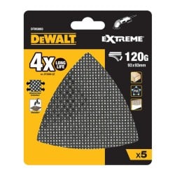 Siatka ścierna trójkątna z rzepem DeWALT DTM3093-QZ EXTREME 93x93mm P120 5 szt.