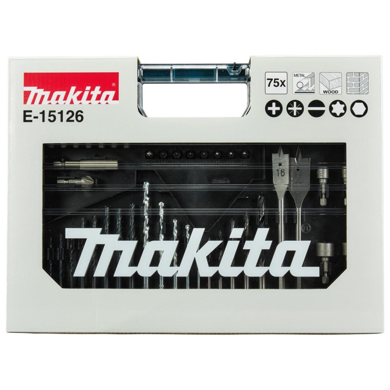 Zestaw bitów wierteł nasadek 75 cz. Makita E-15126