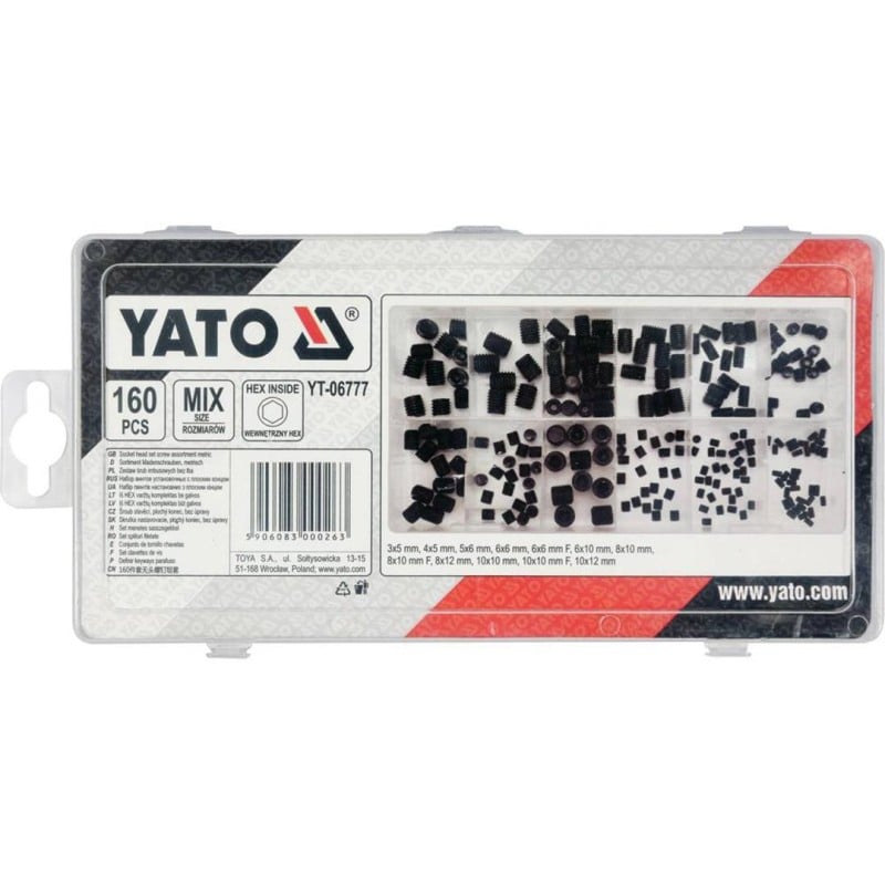 Zestaw 160 śrub imbusowych bez łba YATO YT-06777