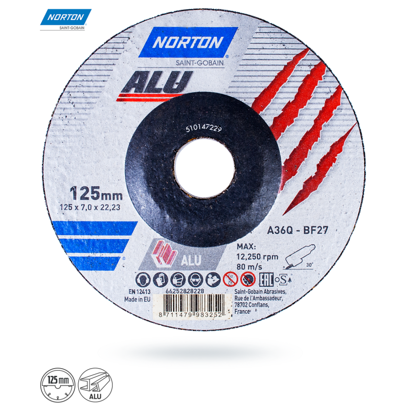 Tarcza do szlifowania aluminium 125x7 NORTON ALU