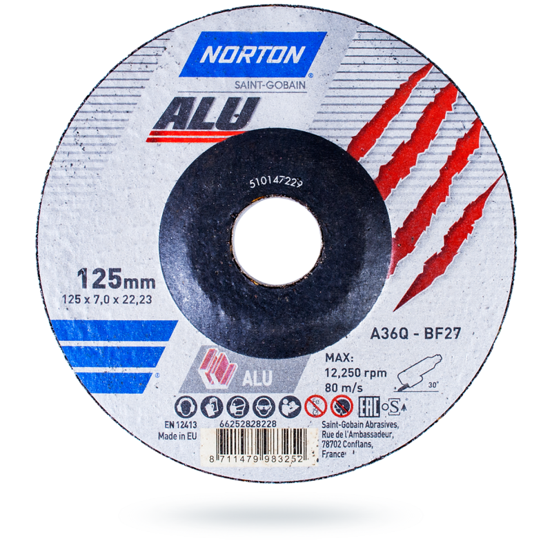 Tarcza do szlifowania aluminium 125x7 NORTON ALU