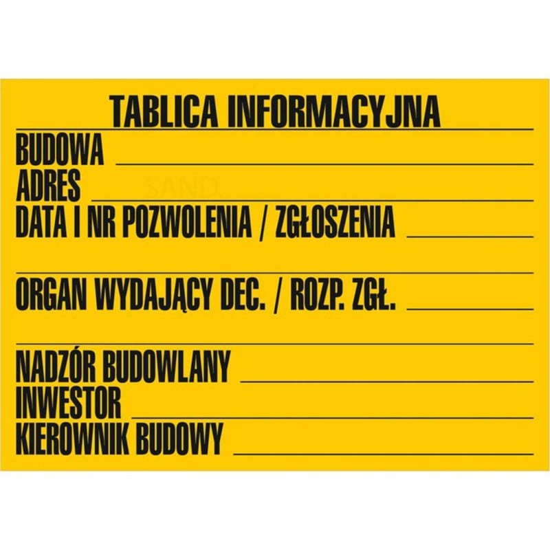 Tablica informacyjna budowlana 50x70cm PCV mała rozpoczęcie budowy