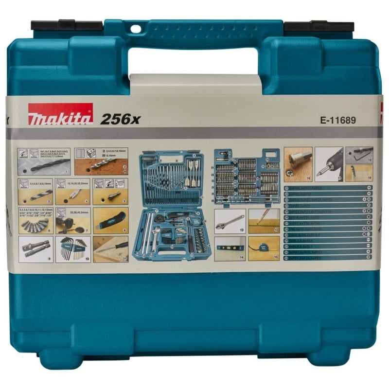 Zestaw 256 bitów wierteł narzędzi Makita E-11689
