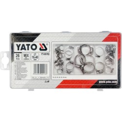 Zestaw 26 opasek ślimakowych mix YATO YT-06782