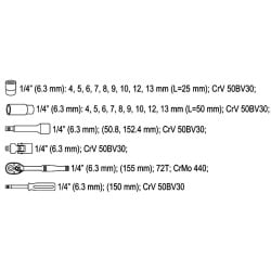 Zestaw narzędziowy kluczy 23el 1/4' YATO YT-14451