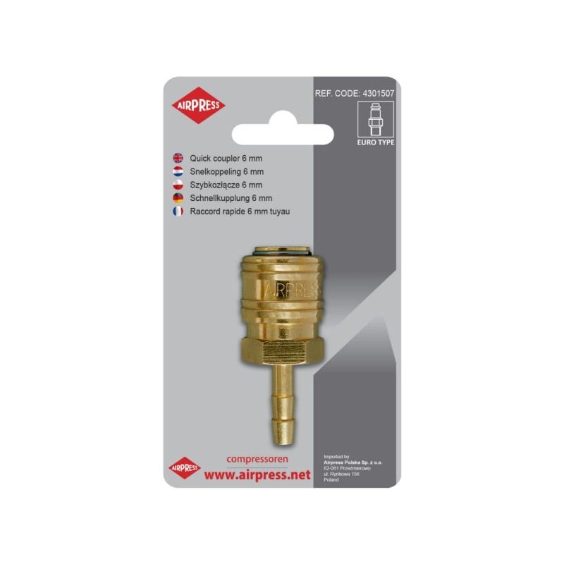 Szybkozłącze z wtykiem na wąż 6mm Euro AIRPRESS