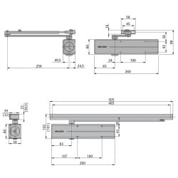 Samozamykacz z ramieniem CZARNY do drzwi max 120kg 1400mm DC300 ASSA ABLOY