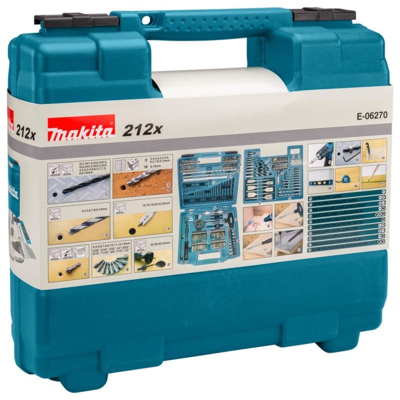Zestaw bitów wierteł nasadek 212el. Makita E-06270