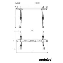Zestaw kozłów roboczych kobyłki Metabo MAB 82 626990000 składane 590kg 2 szt.