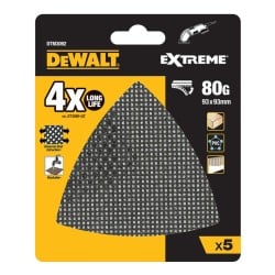Siatka ścierna trójkątna z rzepem DeWALT DTM3092-QZ EXTREME 93x93mm P80 5 szt.