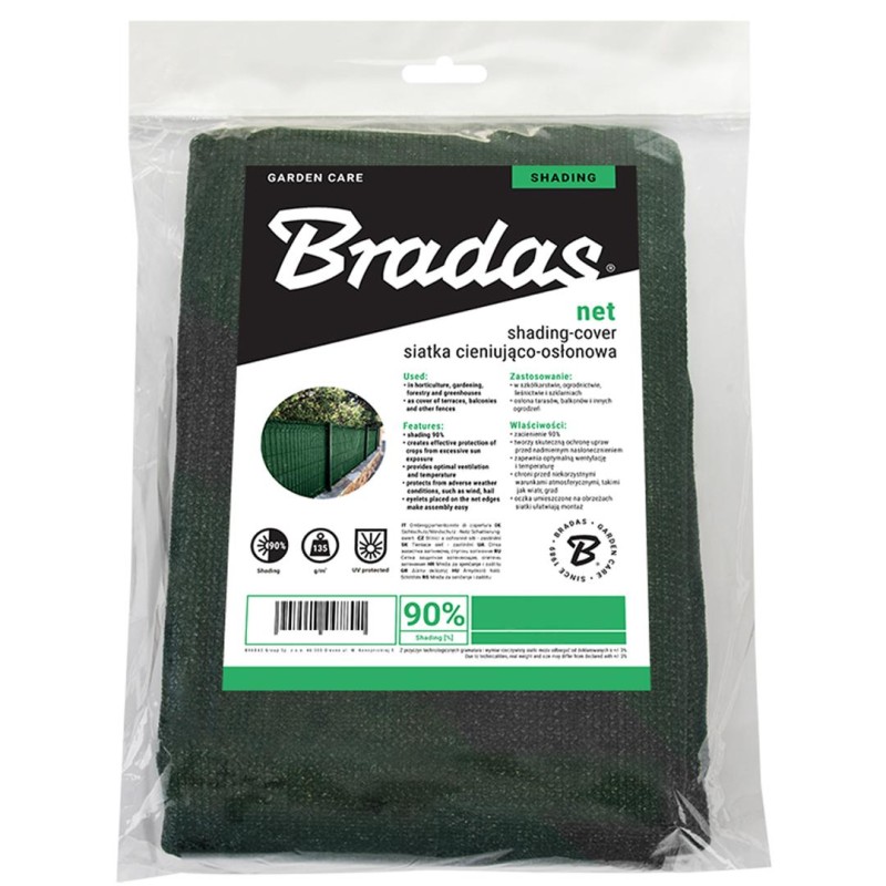 Siatka cieniująco-osłonowa maskująca 90% 1,2x10m 135g m2 zielona Bradas