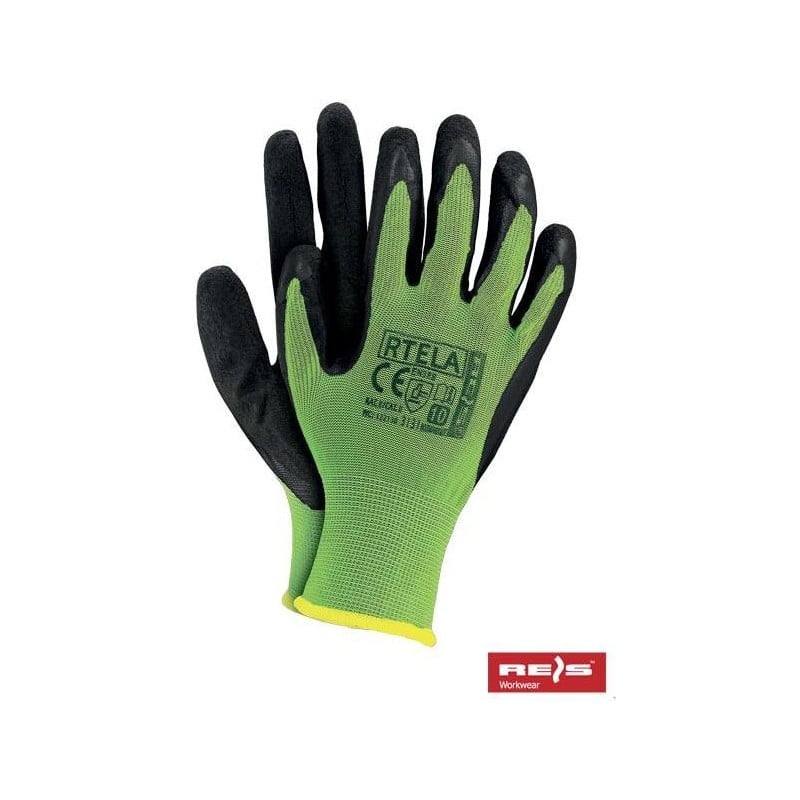 Rękawice robocze gum RTELA- 9 zielono-czarne(12)