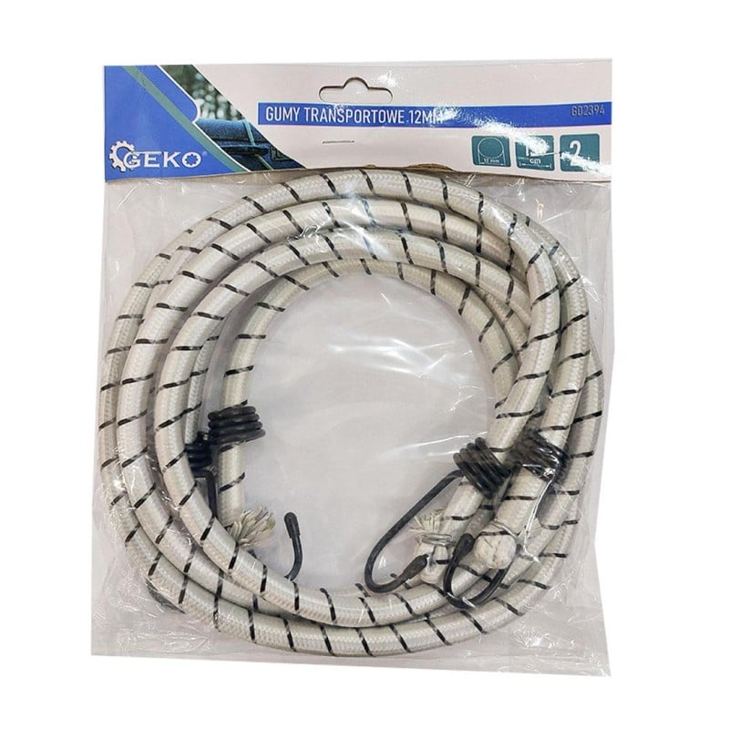 Gumy transportowe do mocowania bagażu GEKO G02394 12mm x 150cm białe 2el.