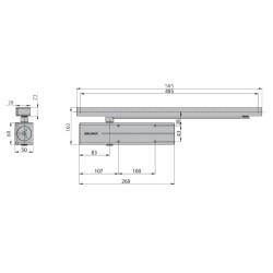 Samozamykacz do drzwi 60kg 95cm Assa Abloy DC300-DEV1 z szyną DCG193-EV1, srebrny