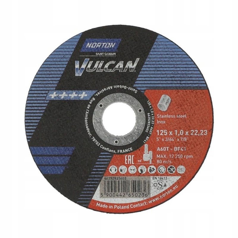 Tarcza do metalu Norton VULCAN INOX metal 125x1,0