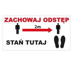 Tab: Znak podłogowy - Stań tutaj 25x50cm
