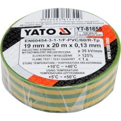 Taśma izolacyjna 19mm x 20mb ŻÓŁTO-ZIELONA